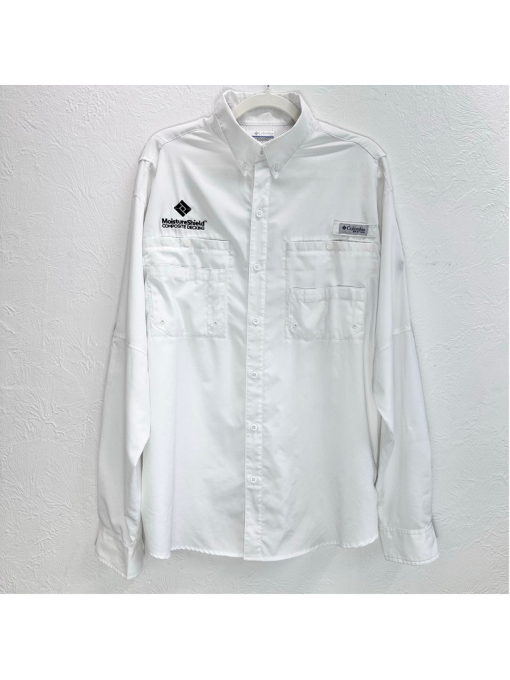 Columbia PFG Tamiami II Fishing Shirt Mens Large White Long Sleeve Vented Top L